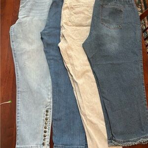 Bundle lot of 4 Plus Size 2X Soft Surroundings Denim Jeans and cropped jeans EUC